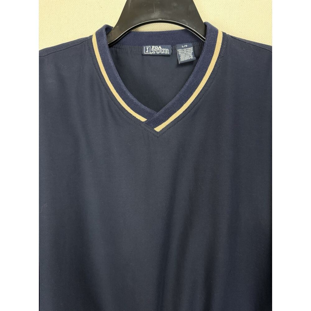 PGA Tour Golf Windbreaker Men’s Size Large Blue Pullover V Neck Lined Jacket - Picture 2 of 12